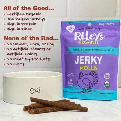 Jerky Rolls Turkey & Sweet Potato Dog Treats, 5-oz pouch
