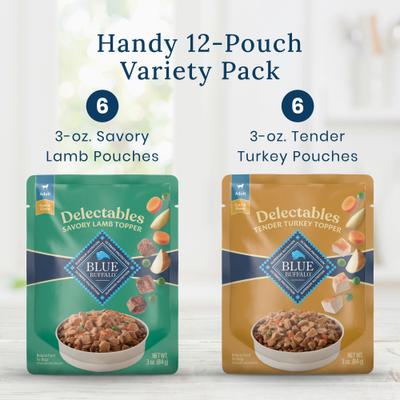 Delectables Variety Pack Wet Dog Food Topper, 3-oz pouch, case of 12