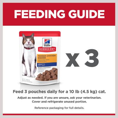 Senior Adult 7+ Tender Chicken Recipe Cat Food, 2.8-oz pouch, case of 24