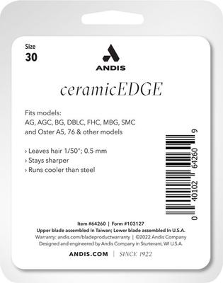 Bundle: Andis CeramicEdge Detachable Blade, #10, 1/16" - 1.5mm + CeramicEdge Detachable Blade, #30, 1/50" - 0.5 mm