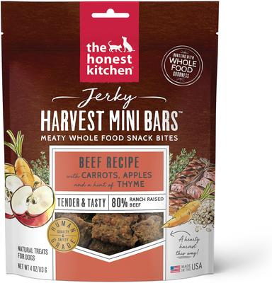 Jerky Harvest Mini Bars Beef Recipe with Carrots & Apples Dog Treats, 4-oz bag