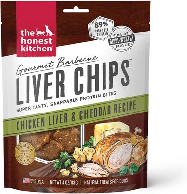 Gourmet Barbecue Liver Chips Chicken Liver & Cheddar Recipe Dog Treats, 4-oz bag