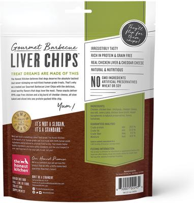 Chips de hígado de barbacoa gourmet, premios para perros con receta de hígado de pollo y queso cheddar, bolsa de 113 g
