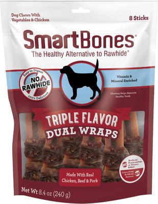 Triple Flavor Dual Wraps Real Chicken, Beef & Pork Dog Treats, 8 count