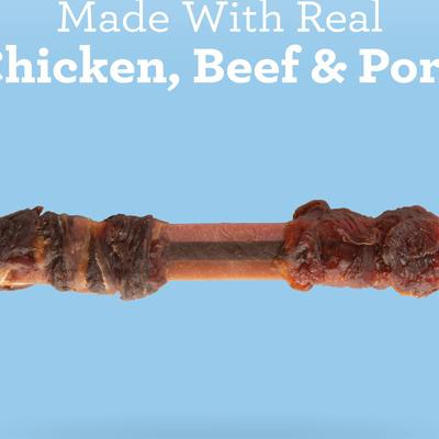 Triple Flavor Dual Wraps Real Chicken, Beef & Pork Dog Treats, 8 count