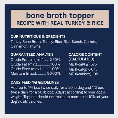 PURE Real Turkey & Rice Bone Broth Wet Dog Food Topper, 5.5-oz box, case of 6
