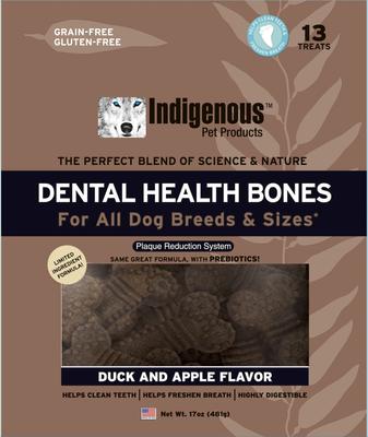 Dental Health Bones Duck & Apple Flavor Dog Treats, 13 count