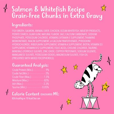 Grain-Free Chunks in EXTRA Gravy Salmon & Whitefish Recipe Canned Cat Food, 3-oz can, case of 24