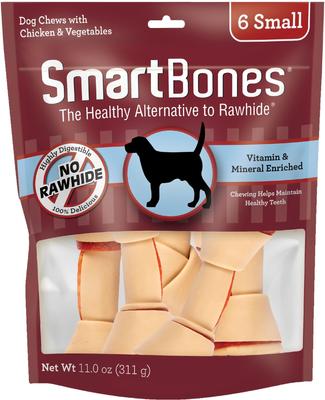 Small Peanut Butter Chew Bones Dog Treats, 6 count