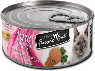 Fine Dining Mousse Sardine with Pumpkin Entree Wet Cat Food, 2.47-oz can, case of 24