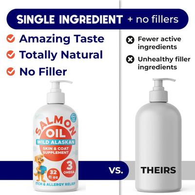 Wild Alaskan Salmon Oil Omega-3 DHA + EPA Skin & Coat Supplement for Dogs & Cats, 32-fl oz bottle