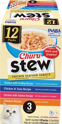 Churu Stew Chicken Seafood Variety Cat Lickable Treat, 1.4-oz pouch, 12 count