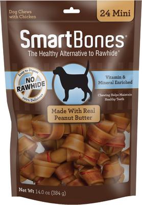 Mini Peanut Butter Chew Bones Dog Treats, 24 count