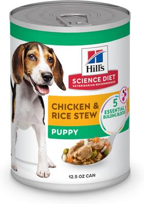 Puppy Chicken & Rice Stew Recipe Wet Dog Food, 12.5-oz can, case of 12