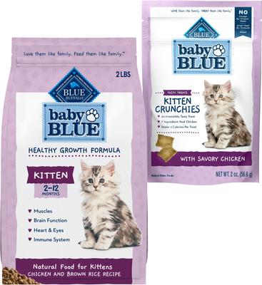 Bundle: Blue Buffalo Baby BLUE Healthy Growth Formula Natural Kitten Dry Cat Food, Chicken & Brown Rice Recipe + Kitten Crunchies Natural Kitten Treats, Savory Chicken