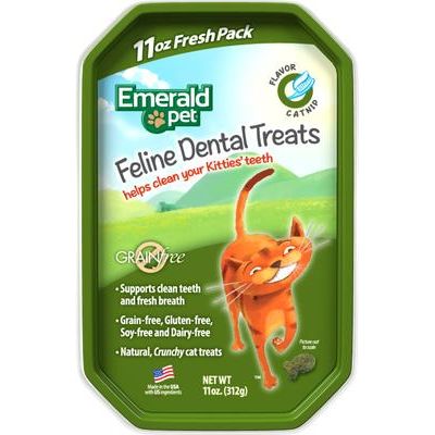 Golosinas para gatos sin cereales con sabor a hierba gatera Feline Dental, bolsa de 325 g