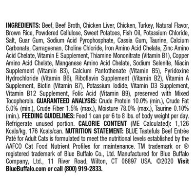 Tastefuls Natural Pate Beef Entree Wet Cat Food, 5.5-oz can, case of 12
