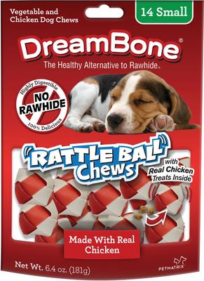 Small Rattle Ball Chicken Chews Dog Treats, 14 count