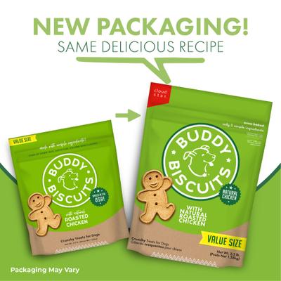 Bundle: Buddy Biscuits with Roasted Chicken Oven Baked + Assorted Flavors Roasted Chicken, Grilled Beef, Sharp Cheddar Dog Treats