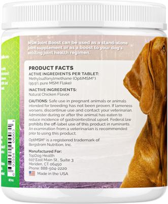 MSM Joint Boost Natural Chicken Flavor Powder Dog Supplement, 1-lb jar