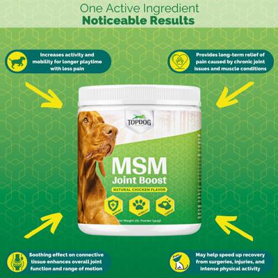 MSM Joint Boost Natural Chicken Flavor Powder Dog Supplement, 1-lb jar