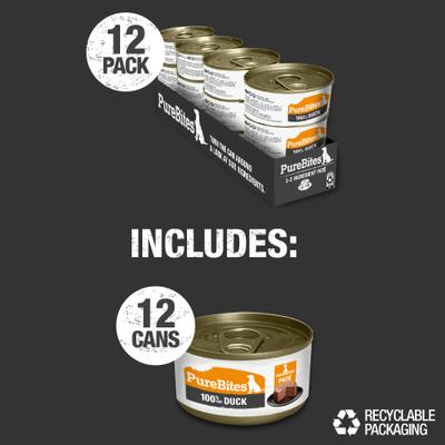 100% Pure Duck Paté Dog Food Toppings, 2.5-oz can, 12 count