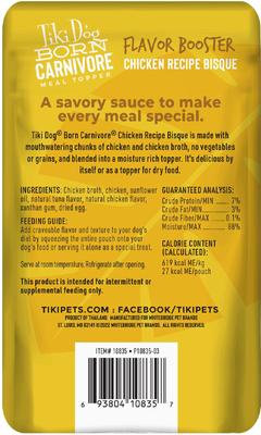 Born Carnivore Flavor Booster Chicken Bisque Non-GMO Wet Dog Food Topper, 1.5-oz pouch, case of 12