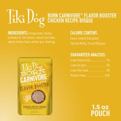 Born Carnivore Flavor Booster Chicken Bisque Non-GMO Wet Dog Food Topper, 1.5-oz pouch, case of 12