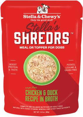 Stella’s Shredrs Cage Free Chicken & Turkey Recipe in Broth Adult Wet Dog Food, 2.8-oz pouch, case of 24
