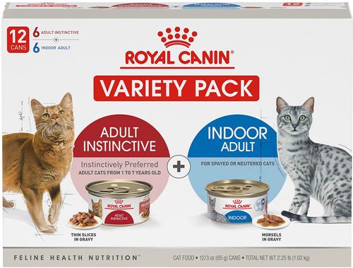 Feline Health Nutrition Adult Indoor & Instinctive Wet Cat Food Variety Pack, 3-oz can, 12 count