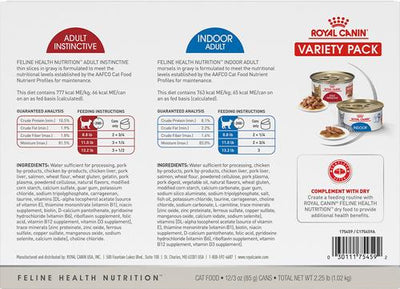 Feline Health Nutrition Adult Indoor & Instinctive Wet Cat Food Variety Pack, 3-oz can, 12 count