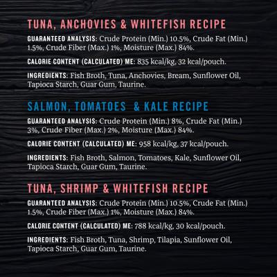 Bundle: Fancy Feast Grilled Tuna Feast in Gravy Canned Food+ American Journey Landmark Broths Seafood Variety Pack Wet Cat Food Complement Pouches