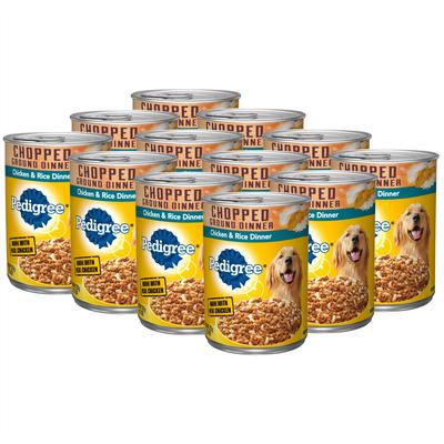 Chopped Ground Dinner Chicken & Rice Dinner Canned Wet Dog Food, 13.2-oz can, 12 count