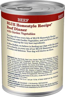 Bundle: Blue Buffalo Homestyle Recipe Lamb Dinner with Garden Vegetables + Beef Dinner with Garden Vegetables & Sweet Potatoes Canned Dog Food