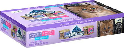 Wilderness Pate Kitten Variety Pack with Chicken & Salmon Grain-Free Cat Food, 3-oz can, case of 6
