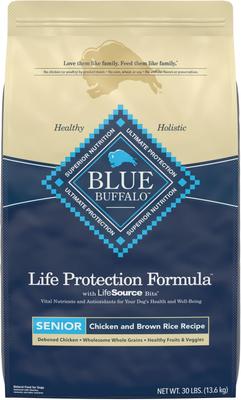 Bundle: PetHonesty Duck Flavored Soft Chews Multivitamin for Senior Dogs + Blue Buffalo Life Protection Formula Senior Chicken & Brown Rice Recipe Dry Food