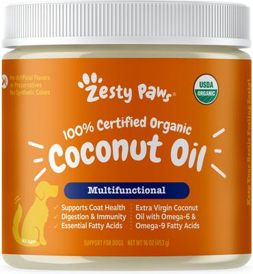 Coconut Oil Skin & Coat Digestive Liquid Topper Omega Supplement for Dogs, 16-oz jar