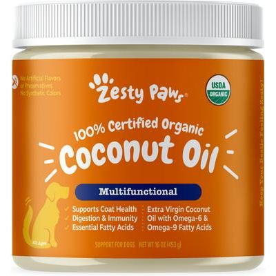 Organic Coconut Oil for Dogs, Omega para Piel y Pelaje, Perros. 453 gr.