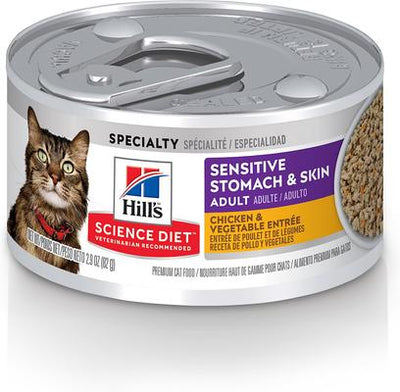 Adult Sensitive Stomach & Sensitive Skin Chicken & Vegetable Entree Wet Cat Food, 2.9-oz can, 24 count