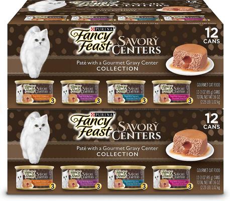 Bundle: Fancy Feast Savory Centers Canned Food + Purely Natural Treats Cat Treats
