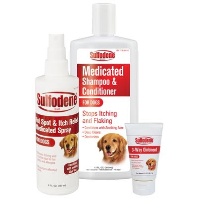 Bundle: Variety Pack - Sulfodene 3-Way Ointment, Hot Spot & Itch Relief Spray, Medicated Dog Shampoo & Conditioner