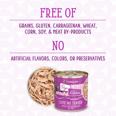 Dogs in the Kitchen Love Me Tender with Chicken Breast Au Jus Grain-Free Canned Dog Food, 10-oz can, 12 count