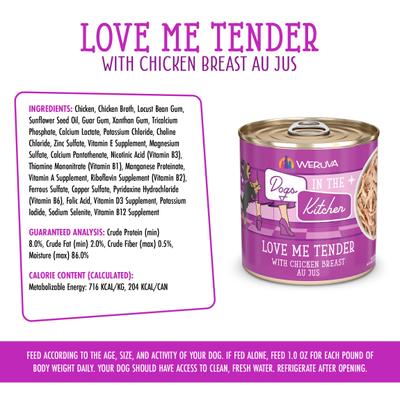 Dogs in the Kitchen Love Me Tender with Chicken Breast Au Jus Grain-Free Canned Dog Food, 10-oz can, 12 count