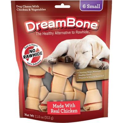 Golosinas para perros con forma de hueso masticable de pollo pequeño, 6 unidades
