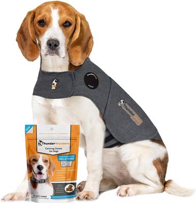 Bundle: ThunderShirt Classic Anxiety & Calming Vest, Heather Grey, X-Small + ThunderWunders Melatonin Dog Chews