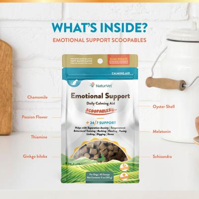 NaturVet, Daily Emotional Support Calming Scoopable Tiny Bites, apoyo para la calma de perros, sabor tocino ahumado, 312 g