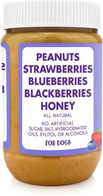 Buddy Budder Superberry Snoot Peanut Butter Lickable Dog Treat, 17-oz jar