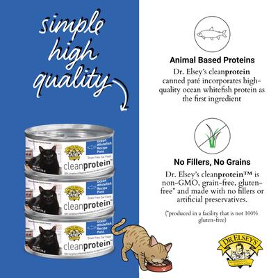 cleanprotein Whitefish Recipe Wet Cat Food, 5.3-oz can, case of 24