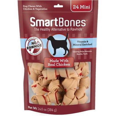 Mini huesos masticables de pollo para perros, 24 unidades