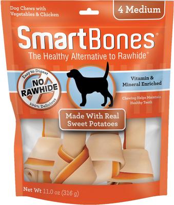 Golosinas para perros con huesos masticables de pollo medianos, 4 unidades